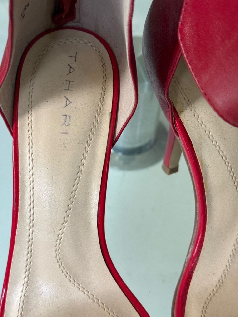 Tahari Red Leather Stiletto Pumps